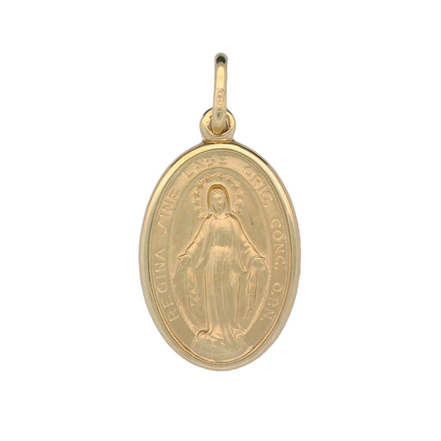 Italian 18K Gold Coined Mary Oval Miraculous Medal