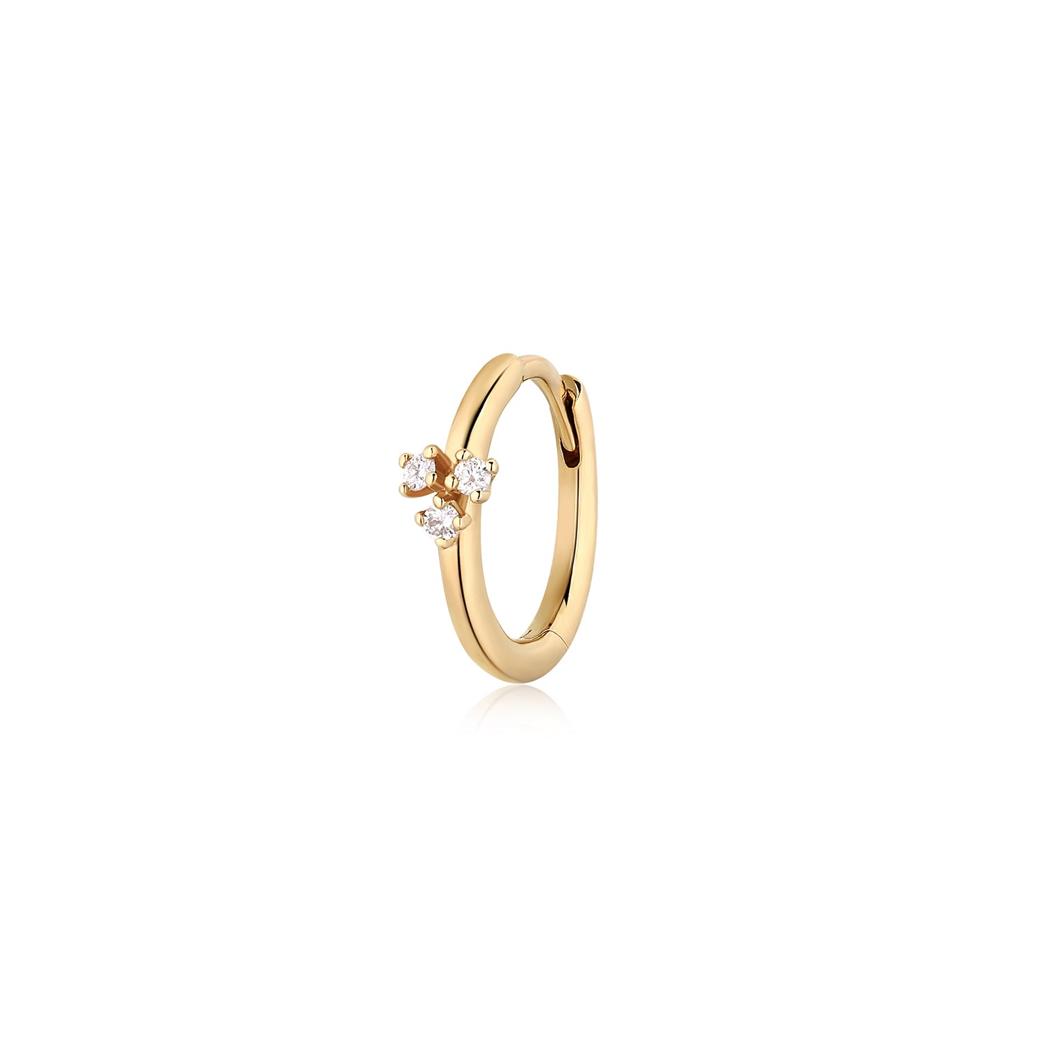 Aurelie Gi 14K Clover Single Huggie Hoop Diamond Earring