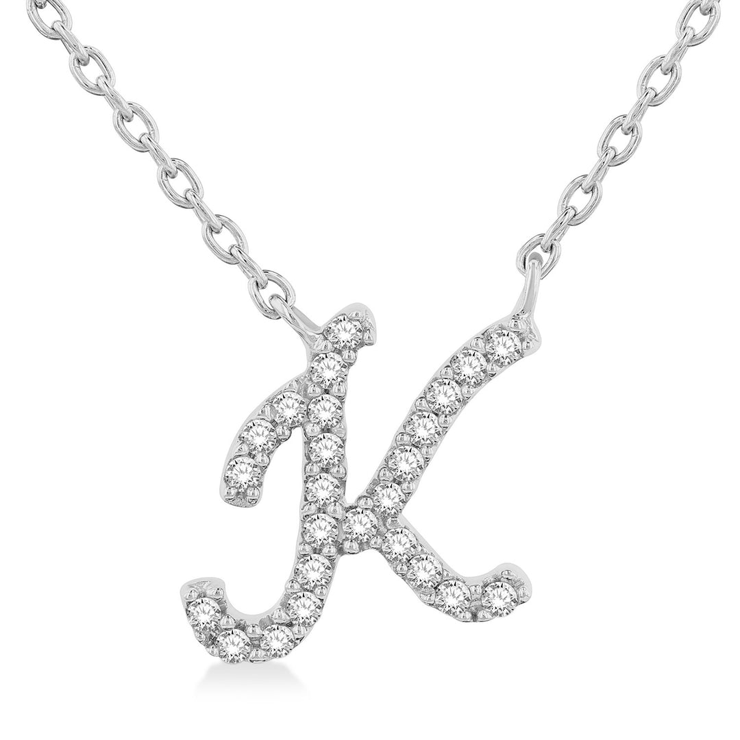 Dazzlingrock Collection 14K White Gold Diamond Initial Pendant - 0.05 Ct Lowercase Letter 'a' To 'z', 18" Chain Included - View #9